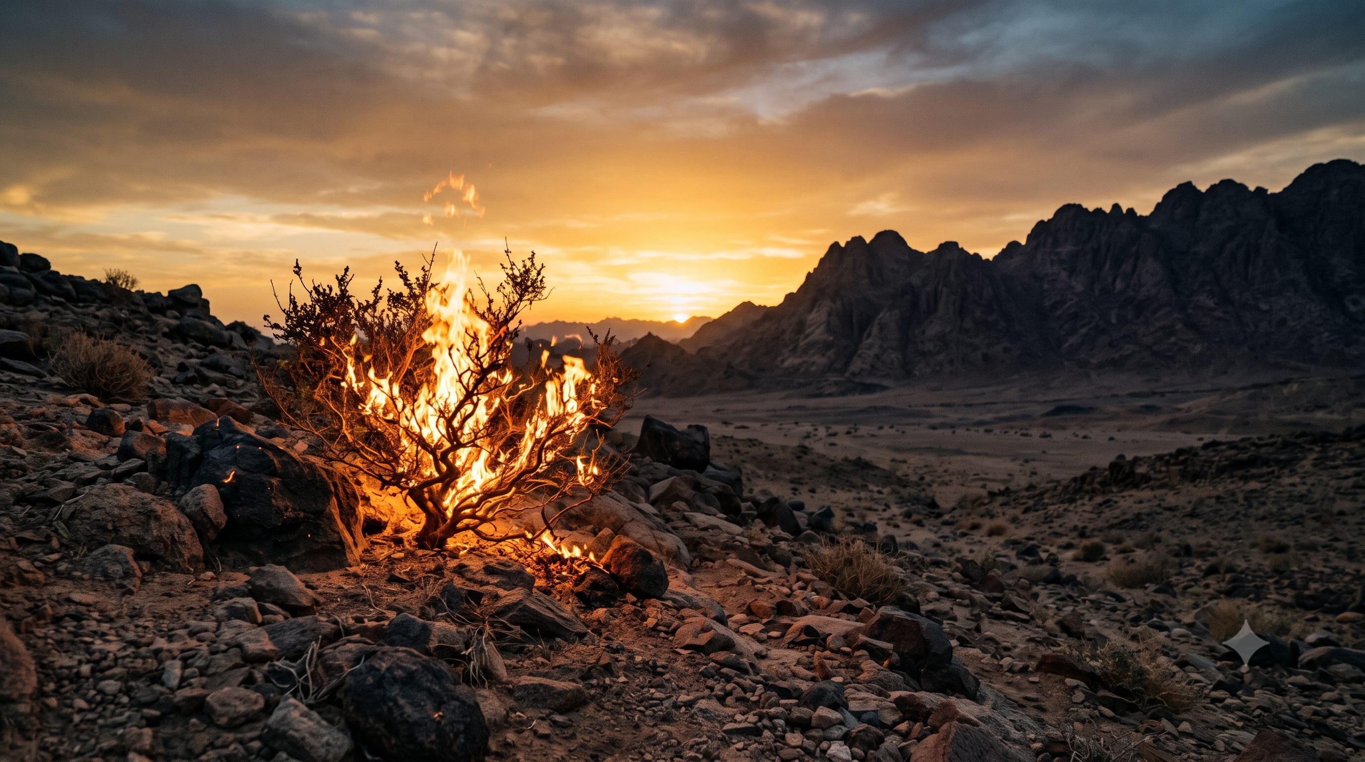 Sarça ardente no deserto do Sinai